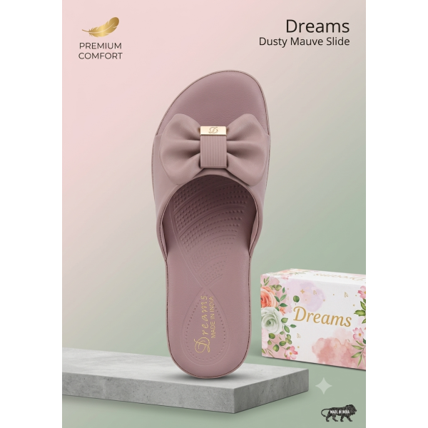 reams "Dusty Mauve" Premium Comfort Bow Slide